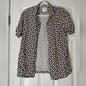 Denim & Flower Men's Shirt - Navy and Tan Geometric